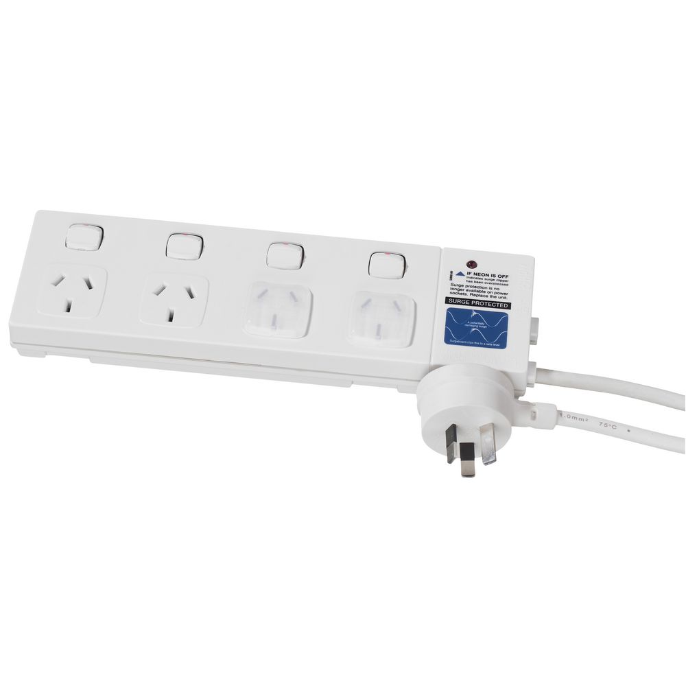 HPM 4 Outlet Surge Switch Powerboard