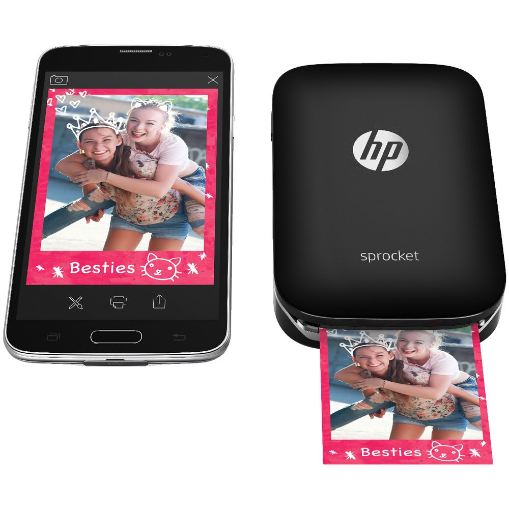 HP Sprocket Portable Bluetooth Photo Printer Black