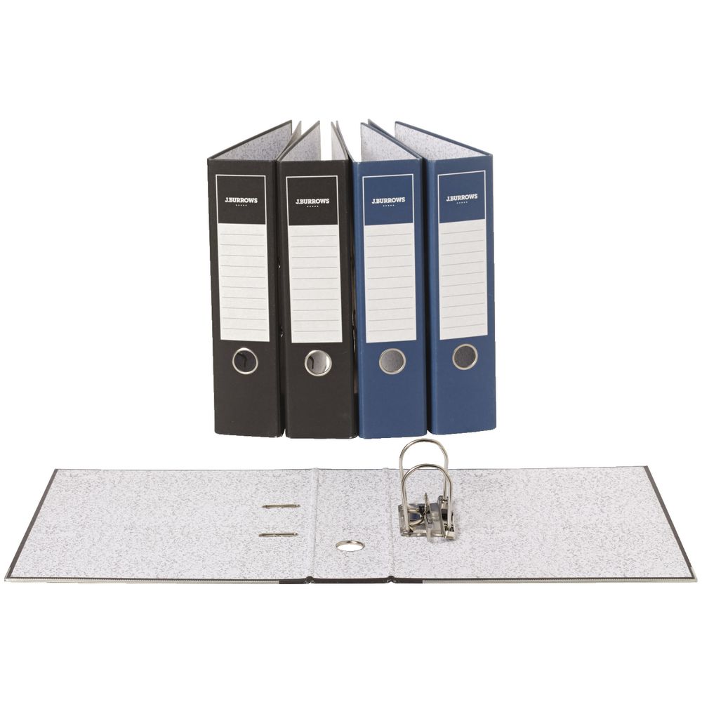 J.Burrows Lever Arch File A4 2 Ring Board Black
