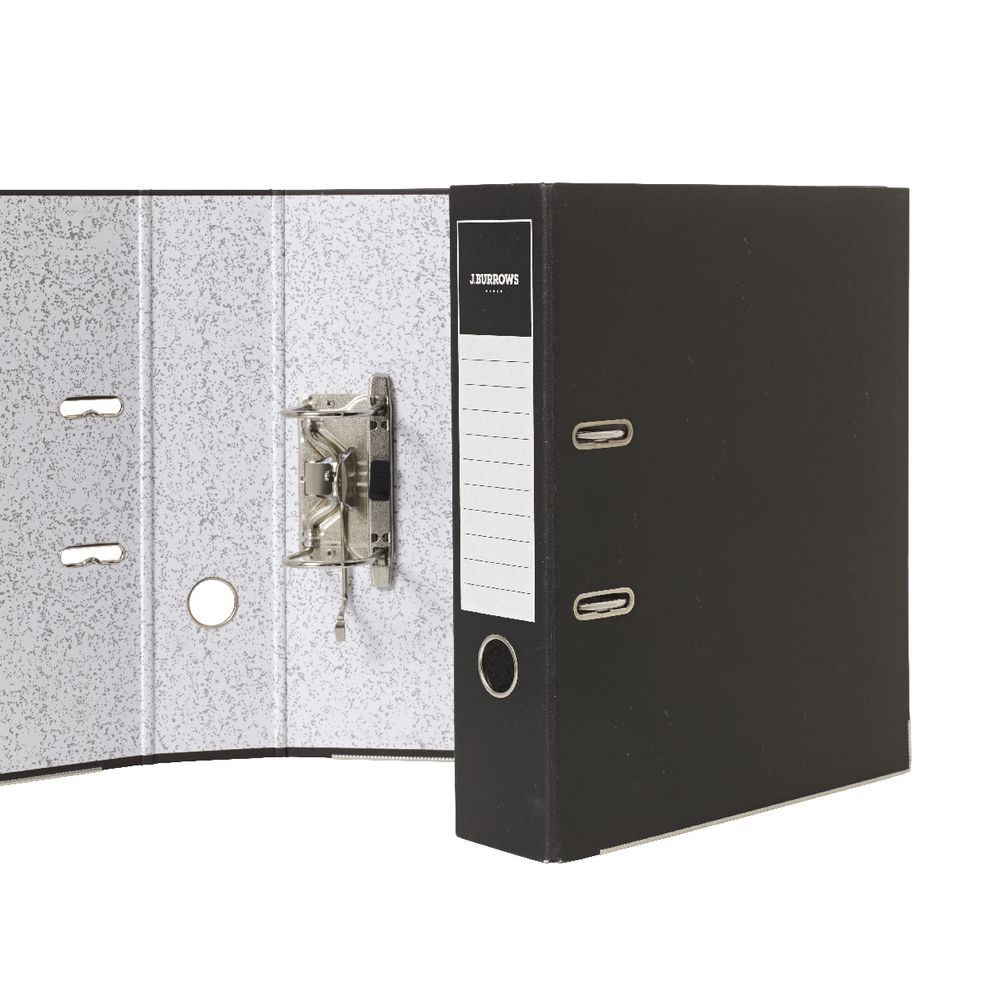 J.Burrows Lever Arch A4 2 Ring Board Black 5 Pack