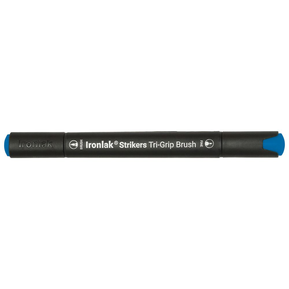 Ironlak Strikers Tri-Grip Brush Marker Cobalt Blue