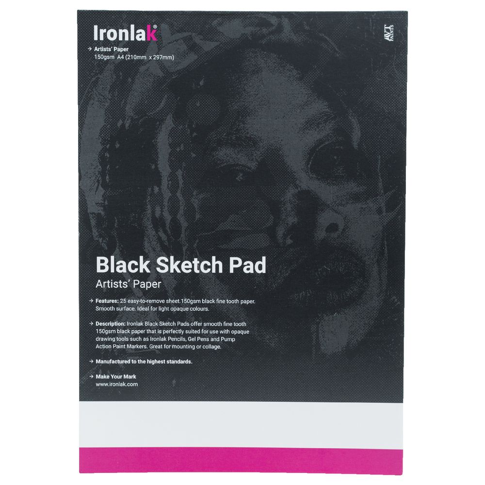 Ironlak Sketch Pad A4 50pg 150gsm Black