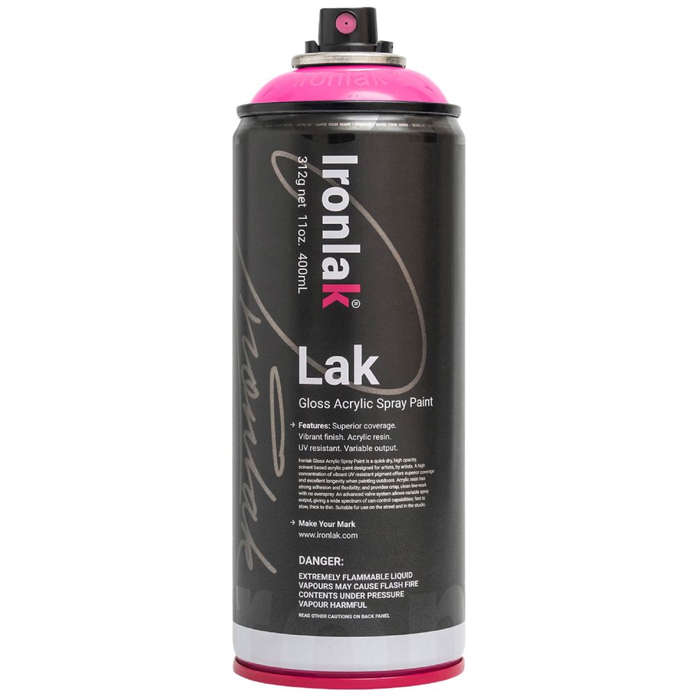 Ironlak Spray Paint 400mL Fluoro Pink