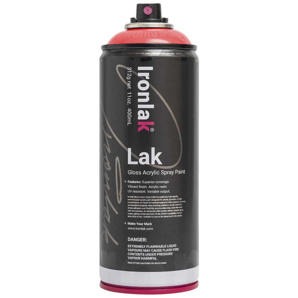 Ironlak Spray Paint 400mL Fluoro Red