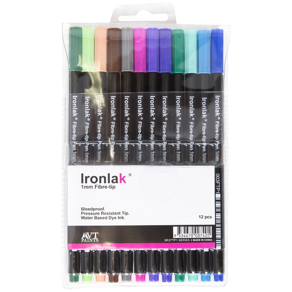 Ironlak Series 2 Fibre-Tip Line 1mm Black 12 Pack