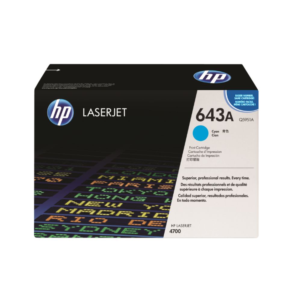 HP 643A LaserJet Toner Cartridge Cyan Q5951A