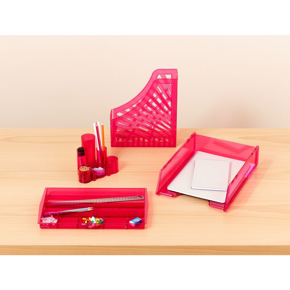 Italplast A4 Document Tray Tinted Pink