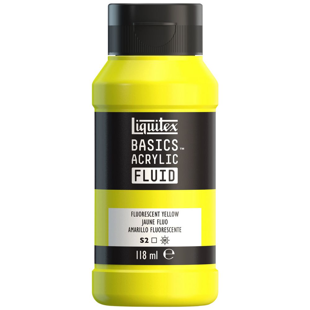 Liquitex Basics Fluid Acrylic Paint 118ml Fluro Yellow S2 | Officeworks