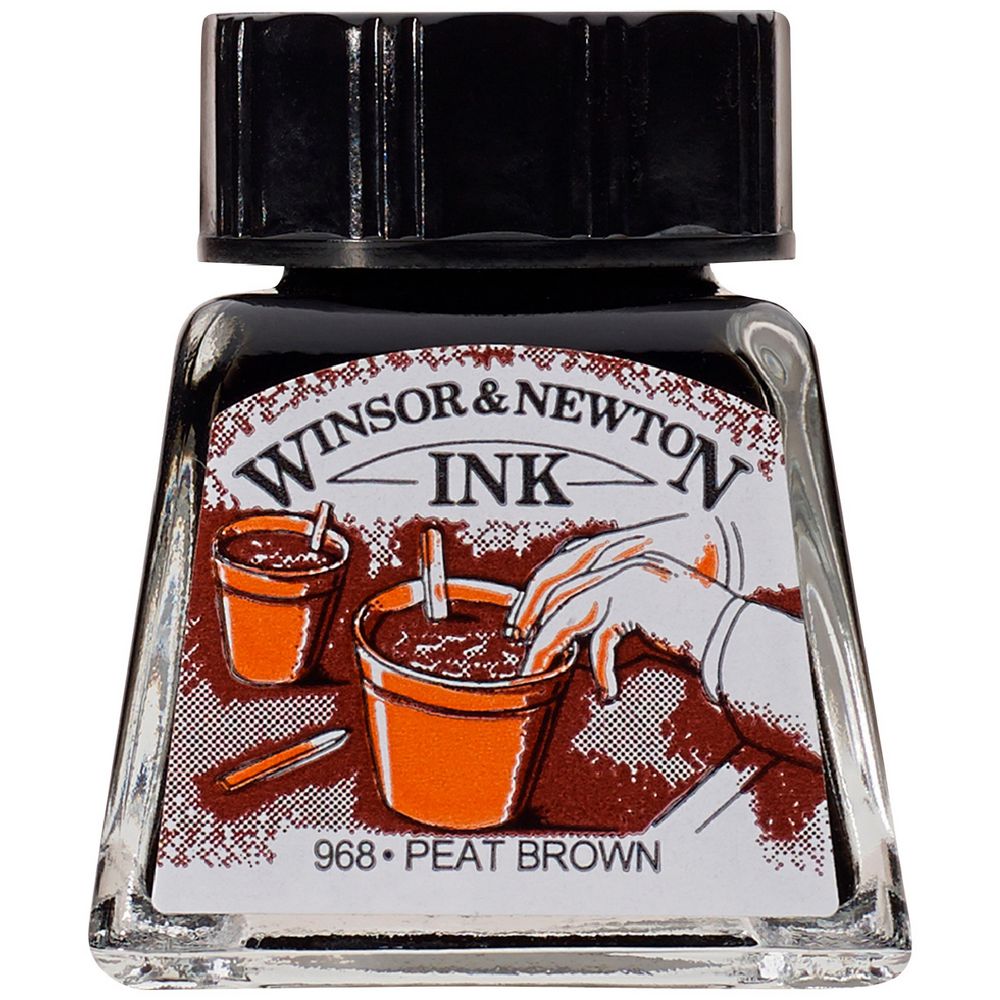 Winsor & Newton Drawing Ink 14mL Peat Brown 968