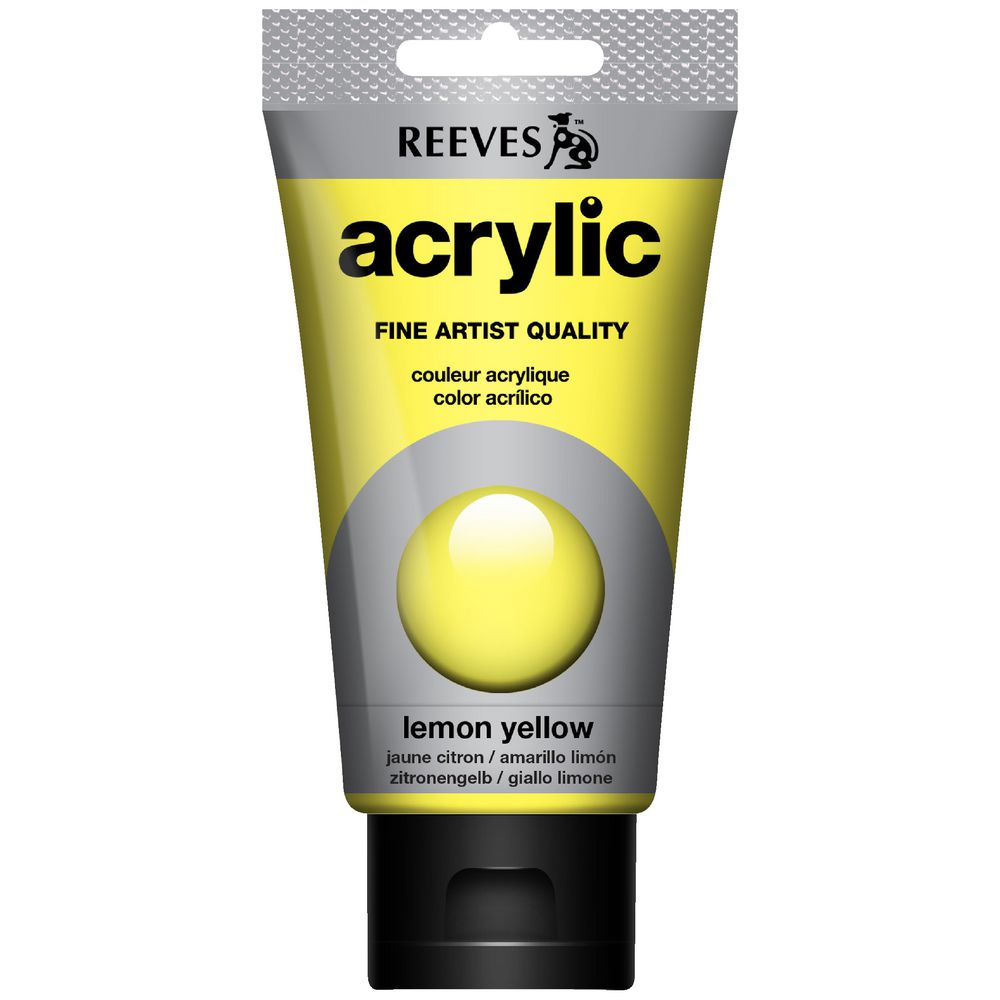 Reeves Artist Acrylic Paint 75mL Lemon Yellow