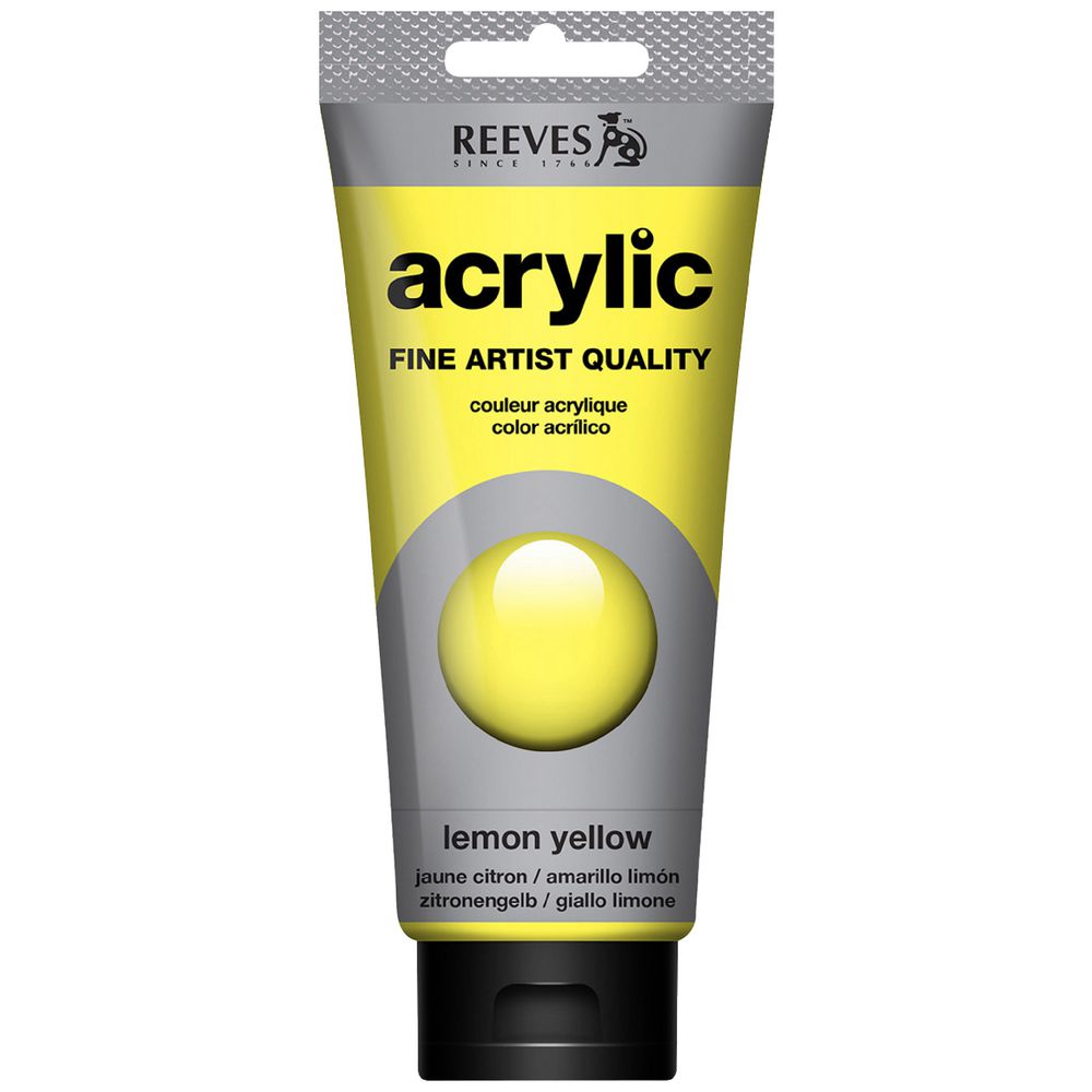 Reeves Artist Acrylic Paint 200mL Lemon Yellow