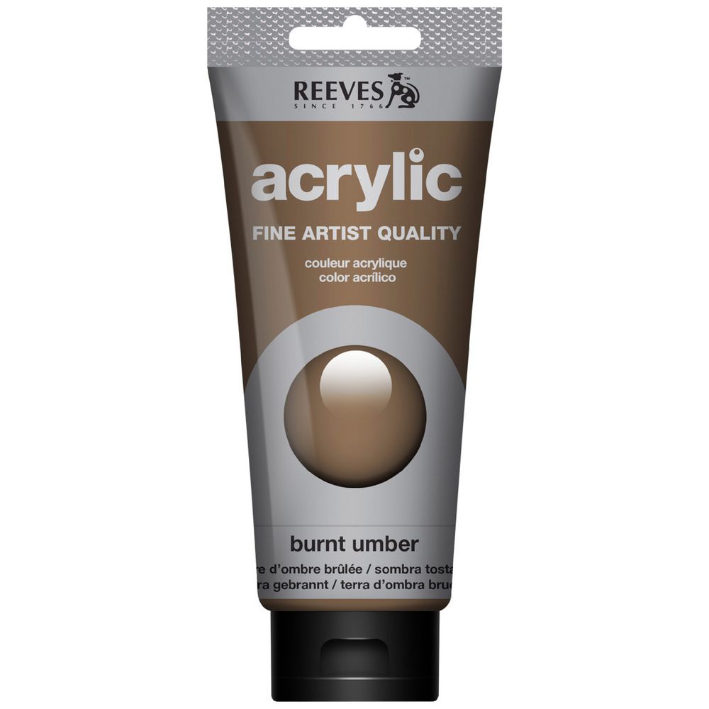 Reeves Artist Acrylic Paint 200mL Burnt Umber