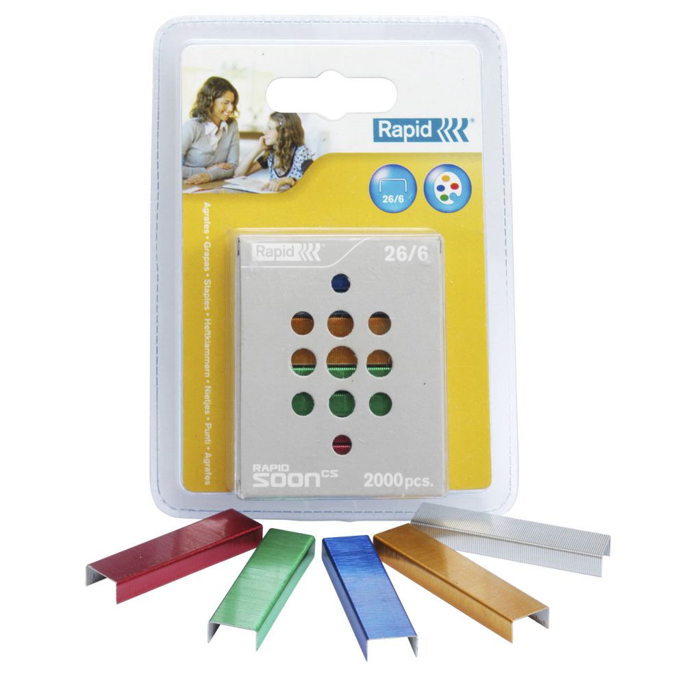 Rapid 26/6 Coloured Staples 2000 Pack