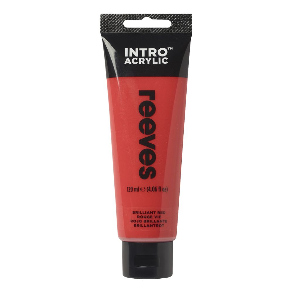 Reeves Acrylic Paint 120mL Brilliant Red Officeworks