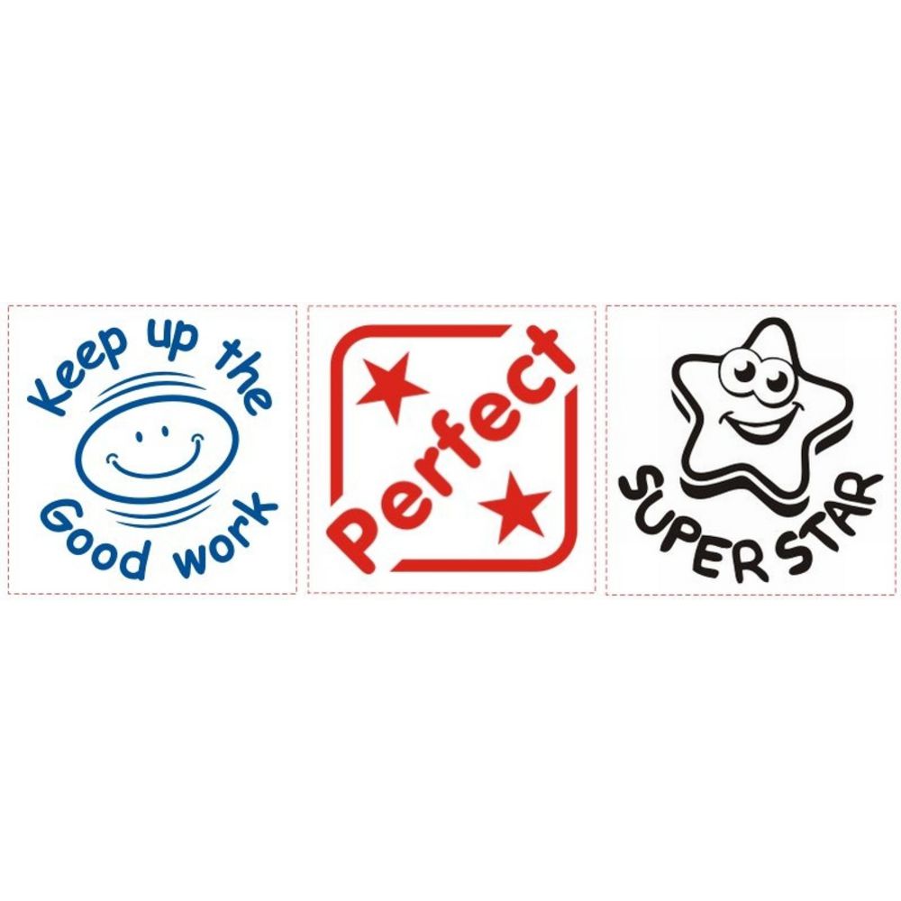 Deskmate Pre-Inked Merit Stamps Encouragement 3 Pack