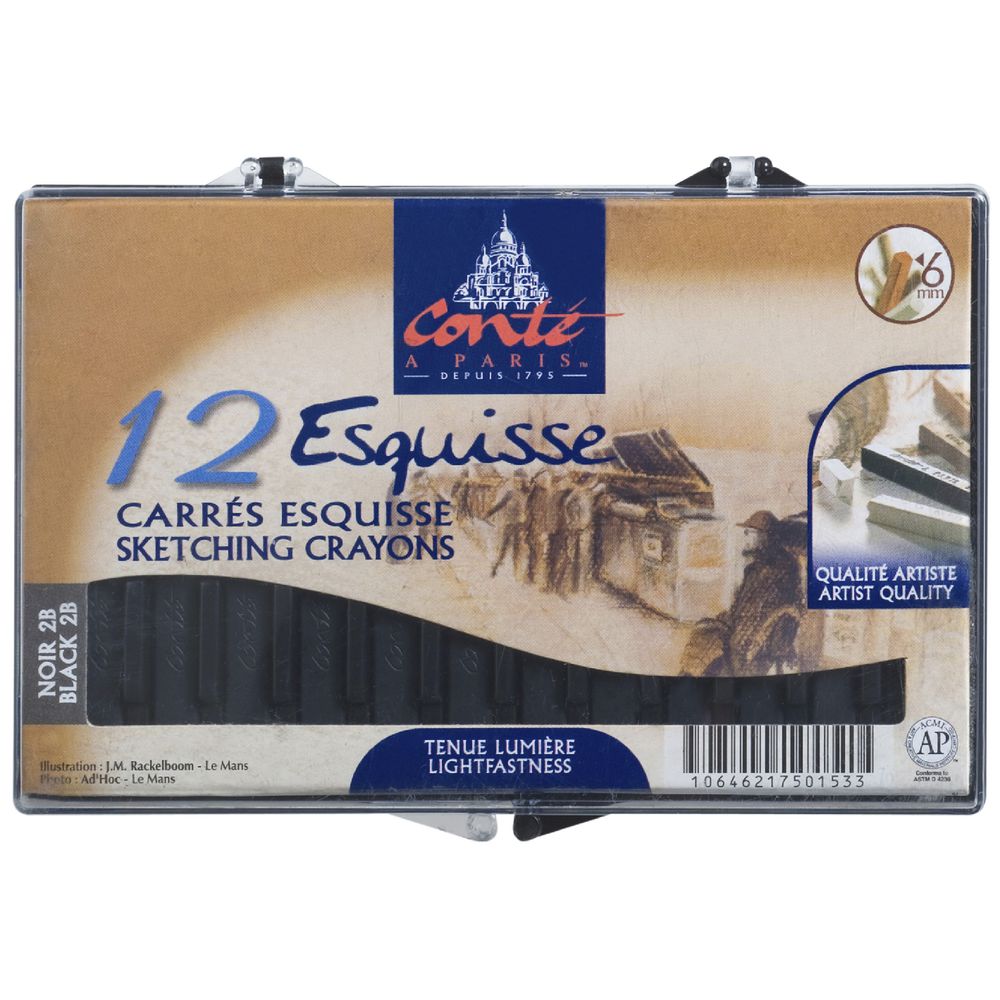 Conte Crayon Black 2B Set 12 Pack