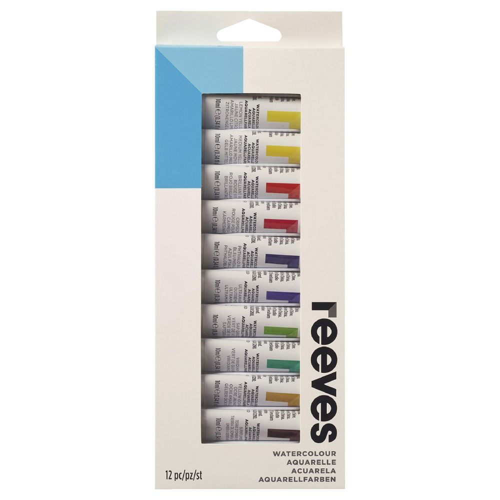 Reeves Watercolour Paint Assorted Colours 10mL 12 Pack