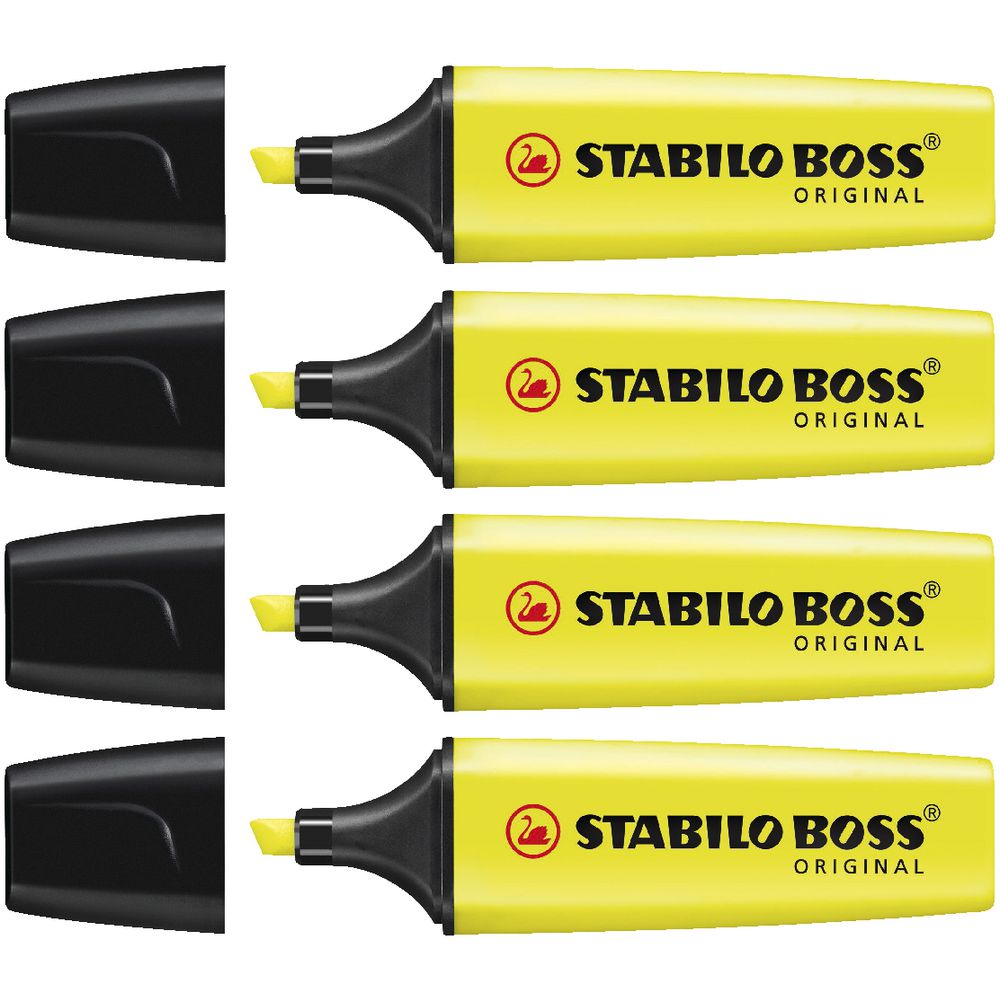 Stabilo Boss Highlighters Yellow 4 Pack