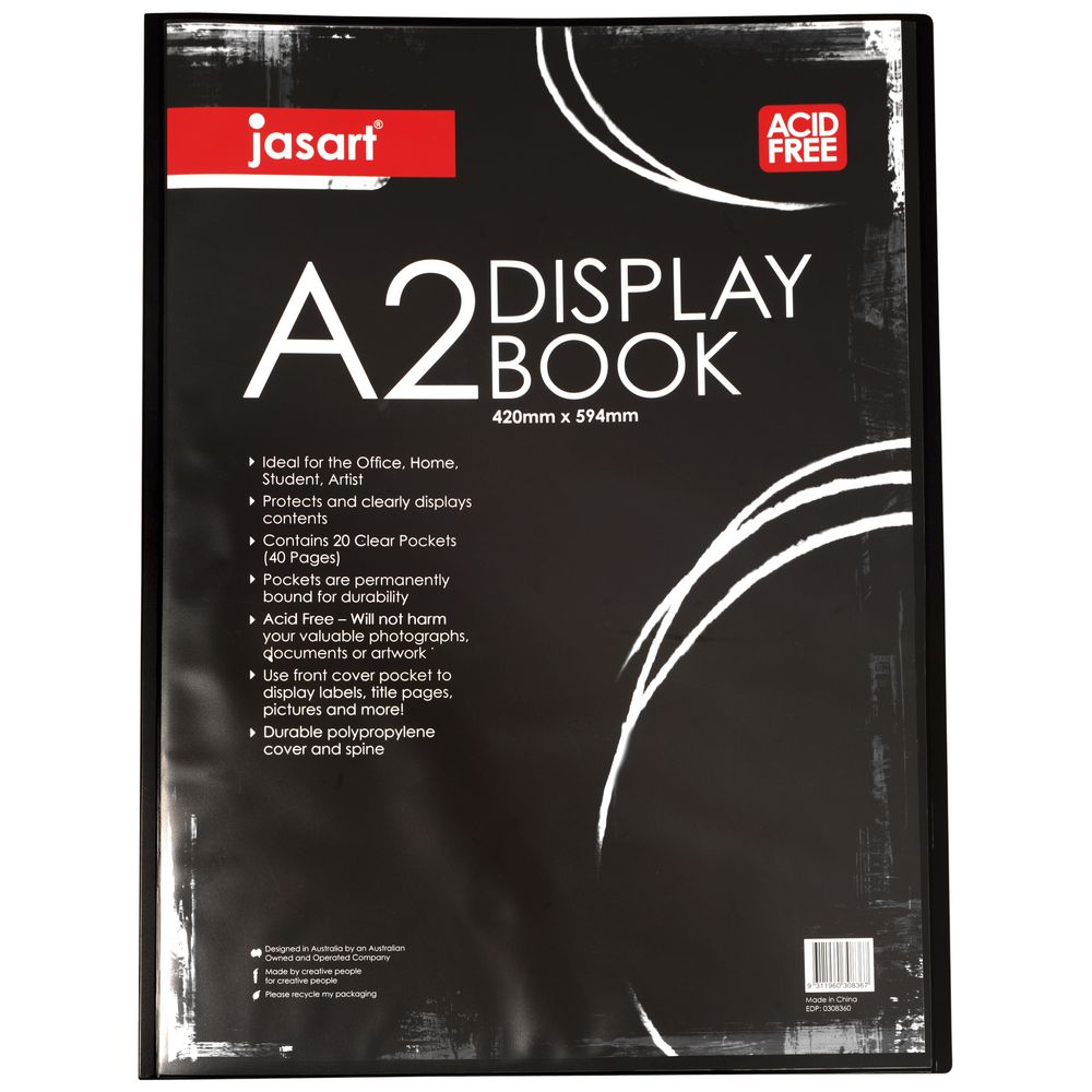 Jasart A2 Display Book 20 Pocket Black 9311960308367 eBay