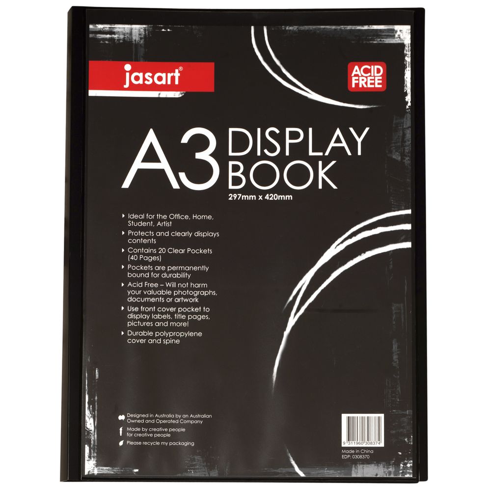 Jasart A3 Display Book 20 Pocket Black