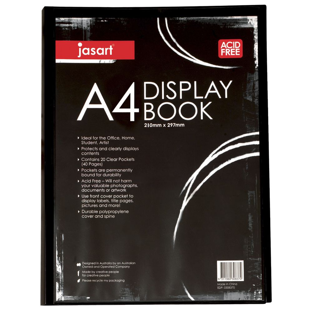 Jasart A4 Display Book 20 Pocket Black