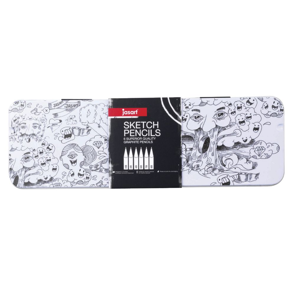 Jasart Sketch Pencils in Tin 6 Pack