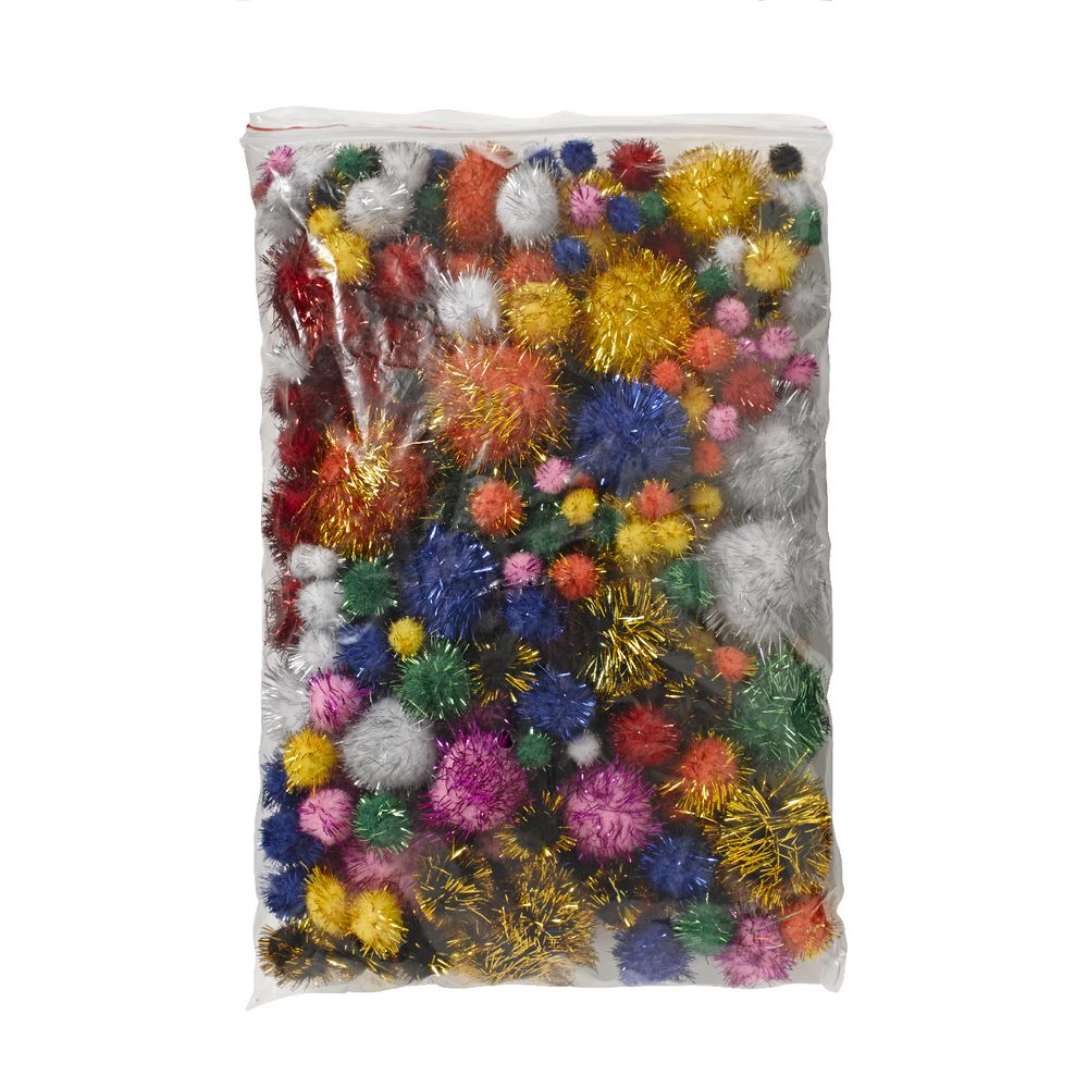 Jasart Pom Poms Glitter Assorted 200 Pack