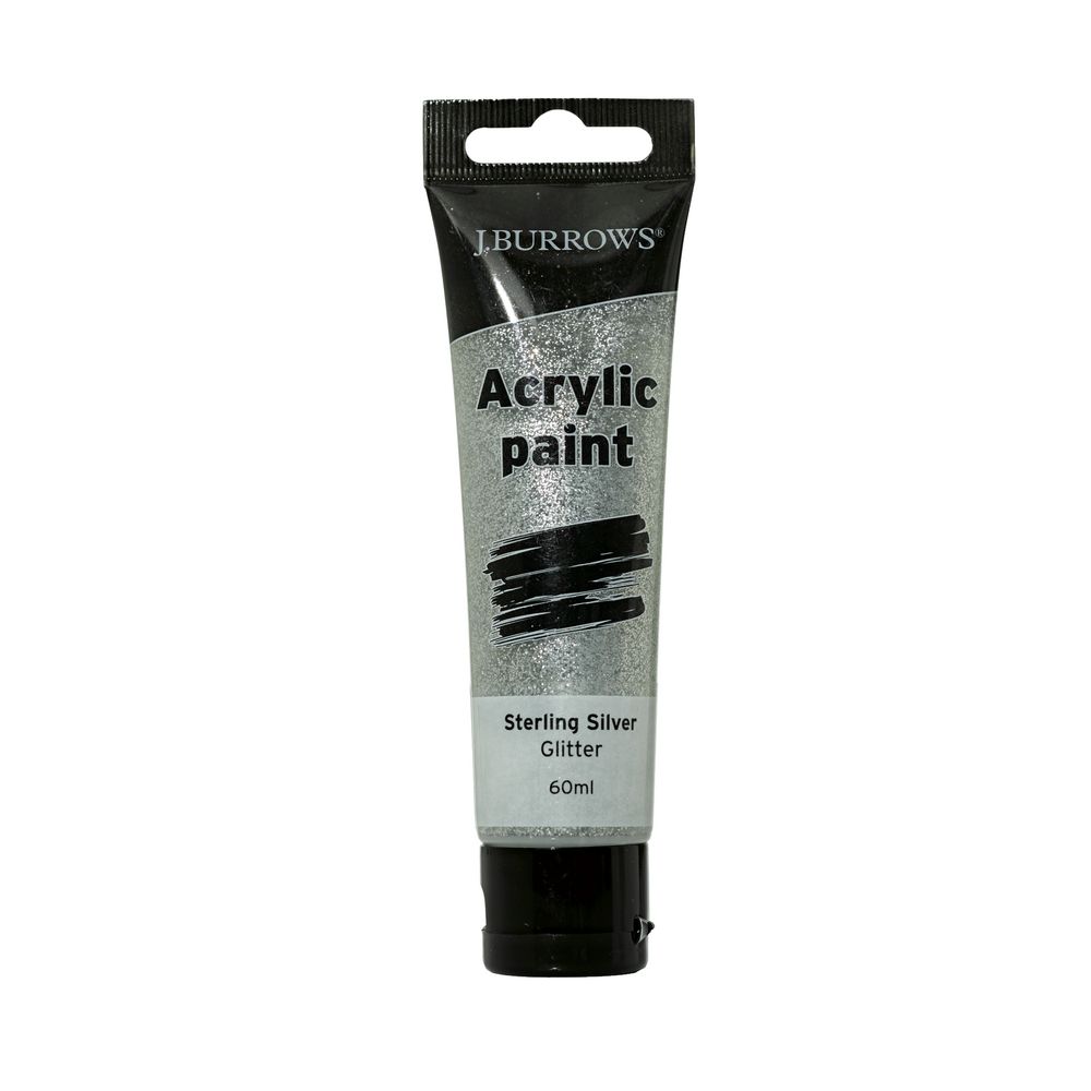 J.Burrows Acrylic Paint 60mL Glitter Silver