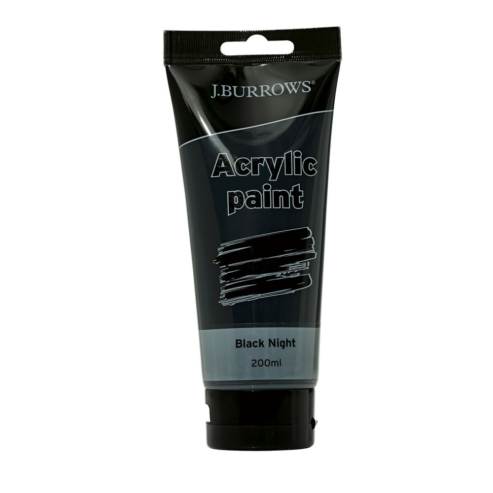 J.Burrows Acrylic Paint 200ml Black Night