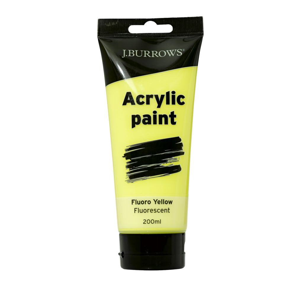 J.Burrows Acrylic Paint 200mL Fluoro Yellow