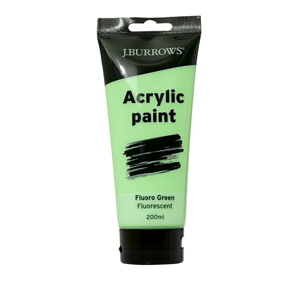 J.Burrows Acrylic Paint 200mL Fluoro Green