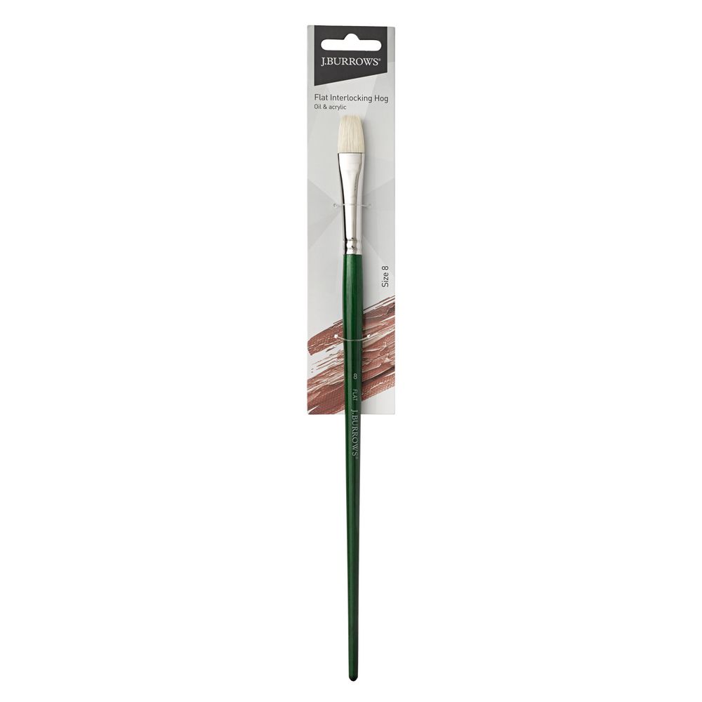J.Burrows Interlocking Hog Flat Paintbrush Size 8