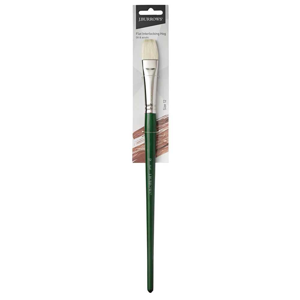 J.Burrows Interlocking Hog Flat Paintbrush Size 12