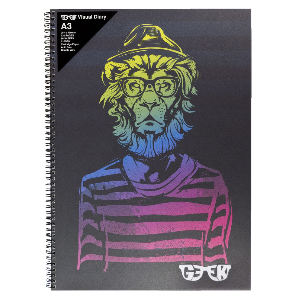 Geek A3 Visual Diary Hipster Lion