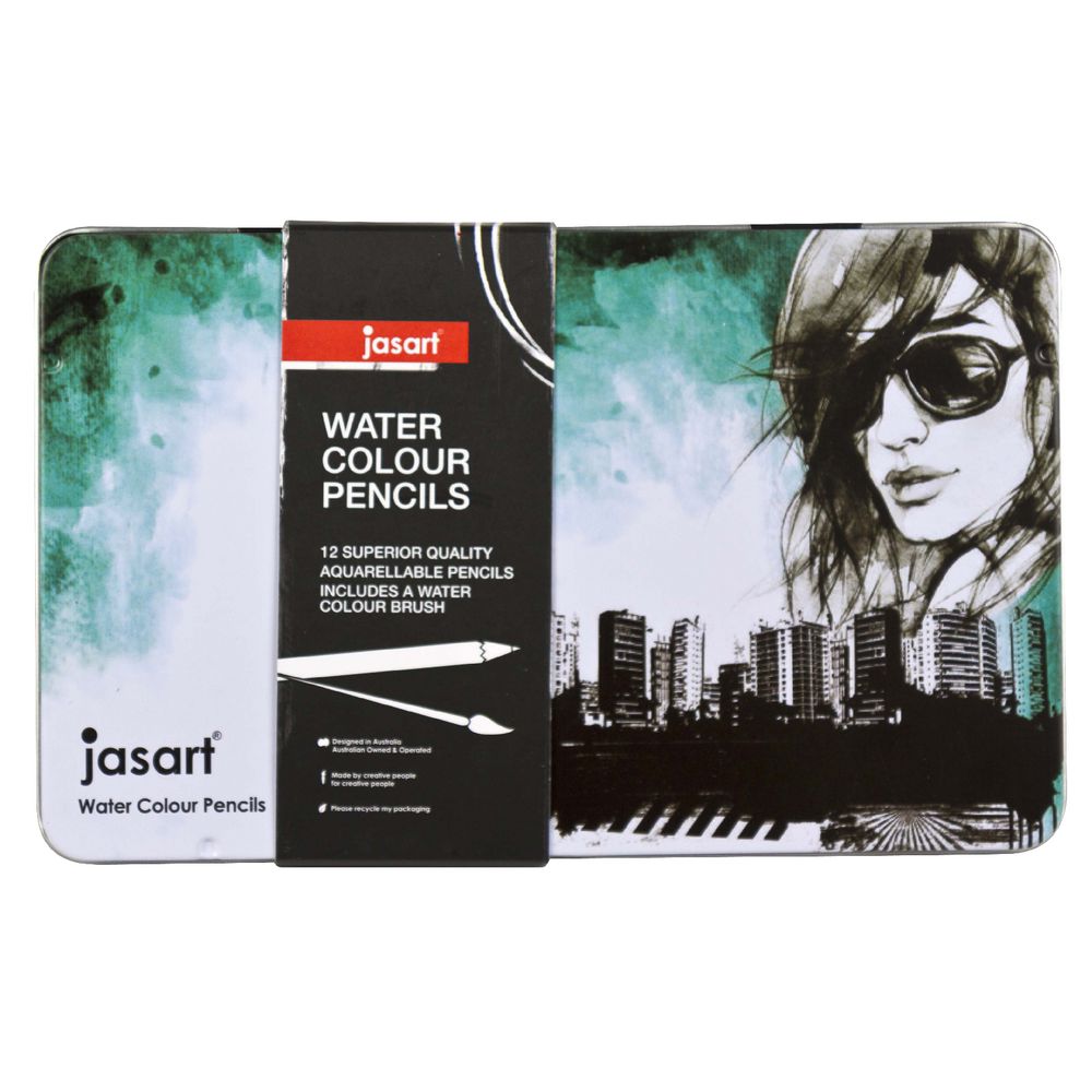 Jasart Watercolour Pencils in Tin 12 Pack