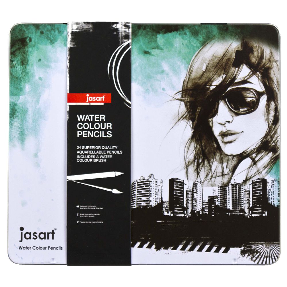 Jasart Watercolour Pencils in Tin 24 Pack