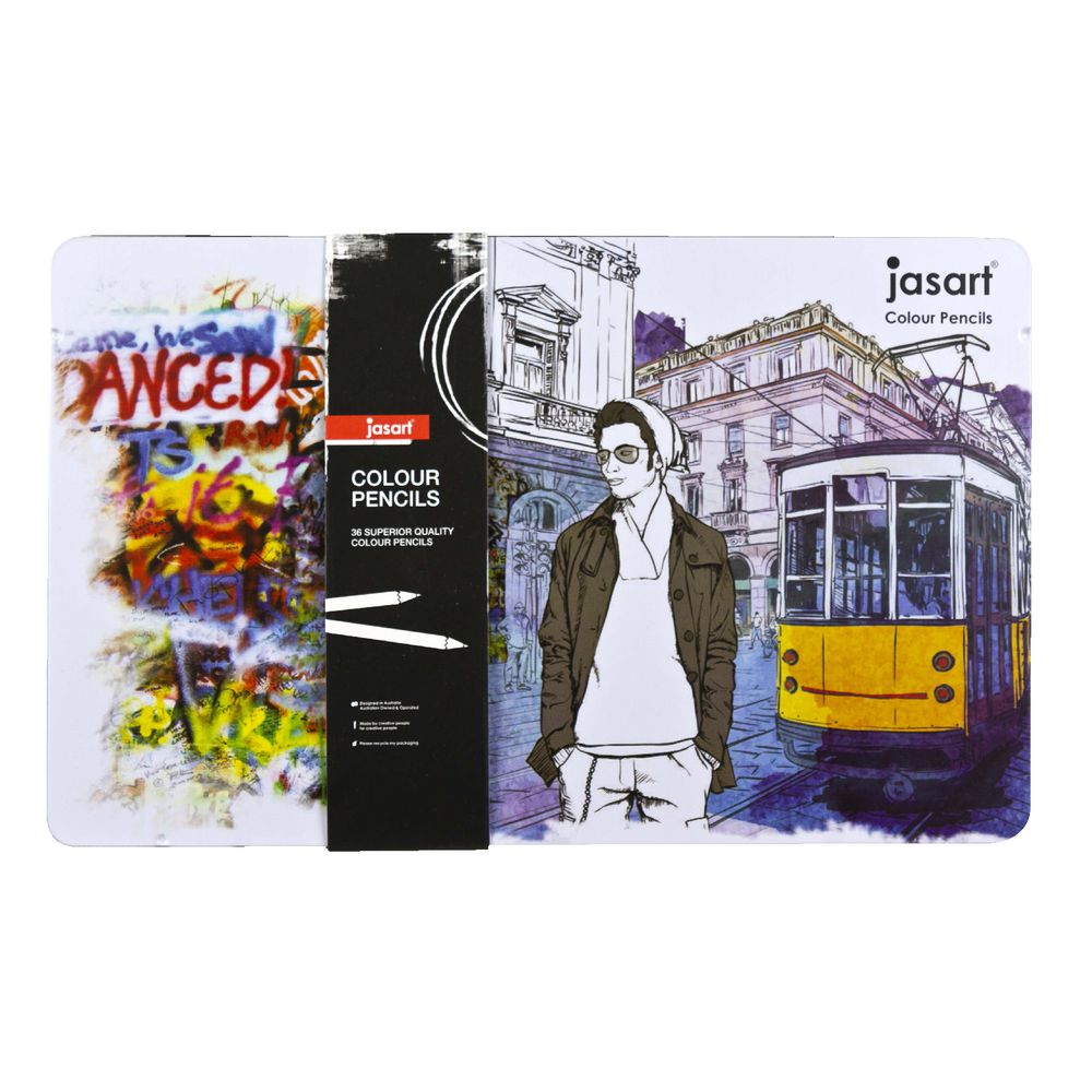 Jasart Coloured Pencils in Tin 36 Pack
