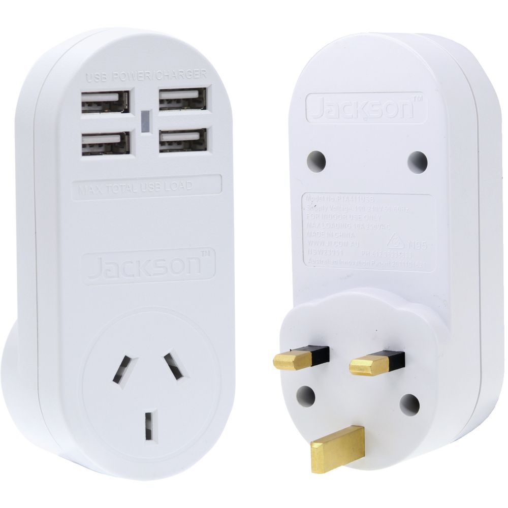 Jackson Outbound UK Travel Adaptor with 4 USB Ports