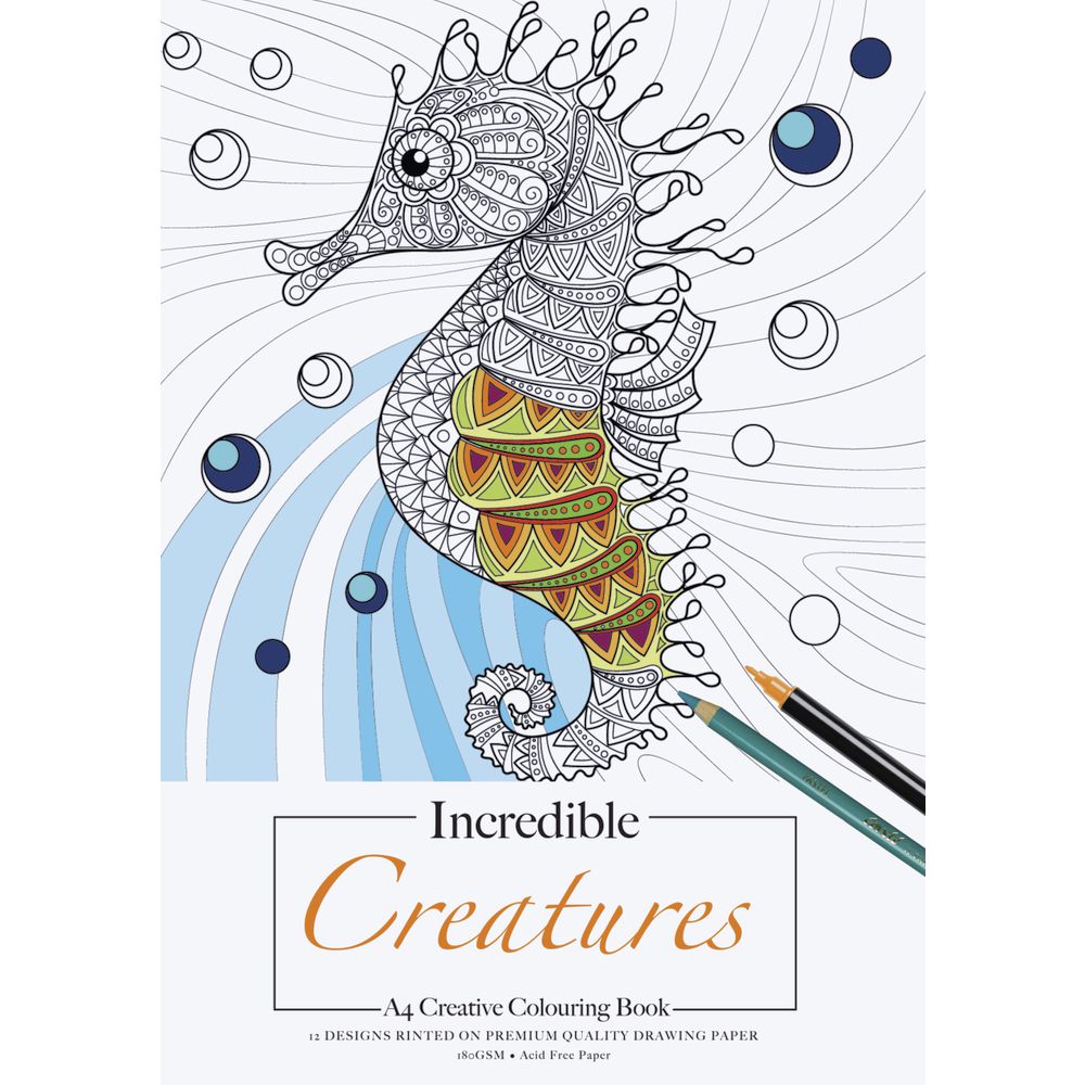 Jasart A4 Colouring Pad Incredible Creatures