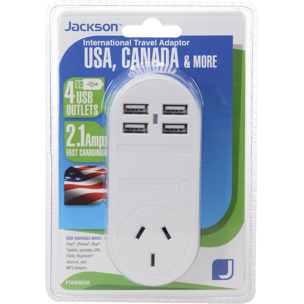 Jackson Outbound USA Travel Adaptor with 4 USB Ports
