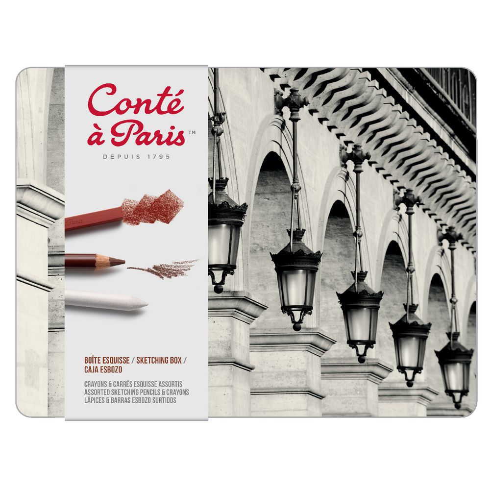 Conte Sketching Metal Box Set 21 Piece Assorted