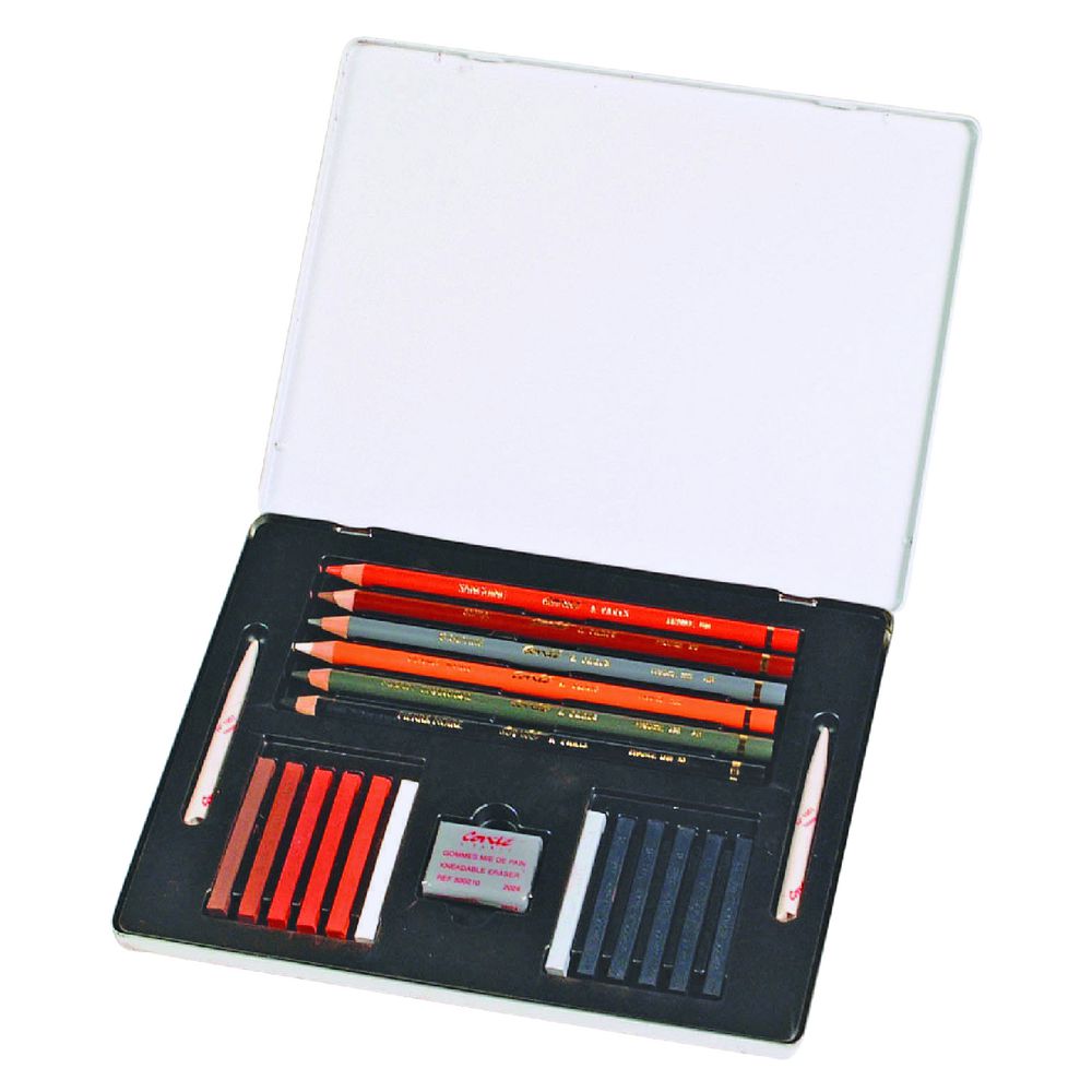 Conte Sketching Metal Box Set 21 Piece Assorted