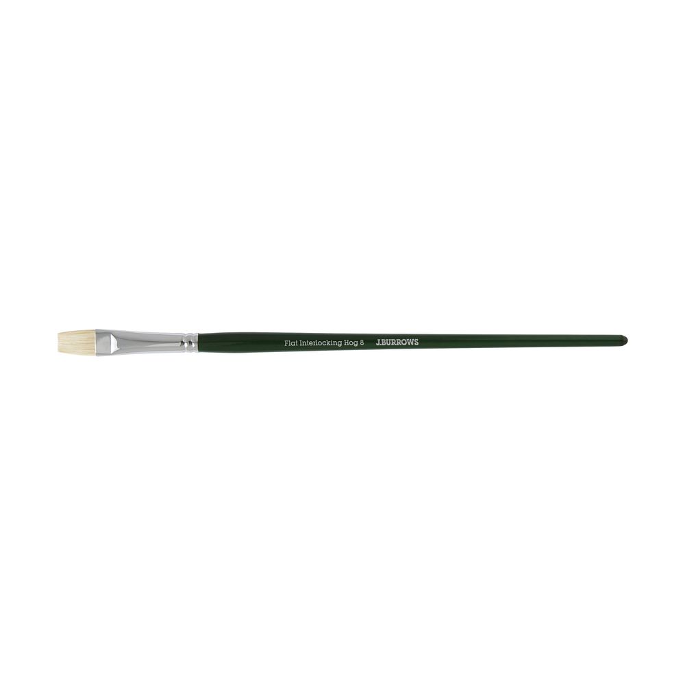 J.Burrows Interlocking Hog Flat Paintbrush Size 8