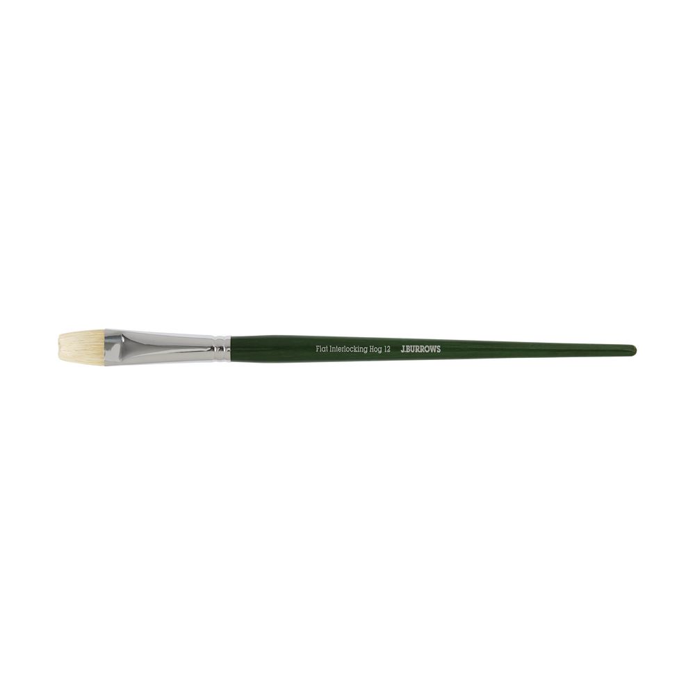 J.Burrows Interlocking Hog Flat Paintbrush Size 12