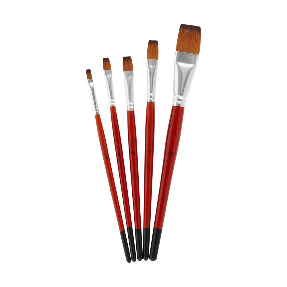 J.Burrows Flat Taklon Paintbrush Set 5 Pack