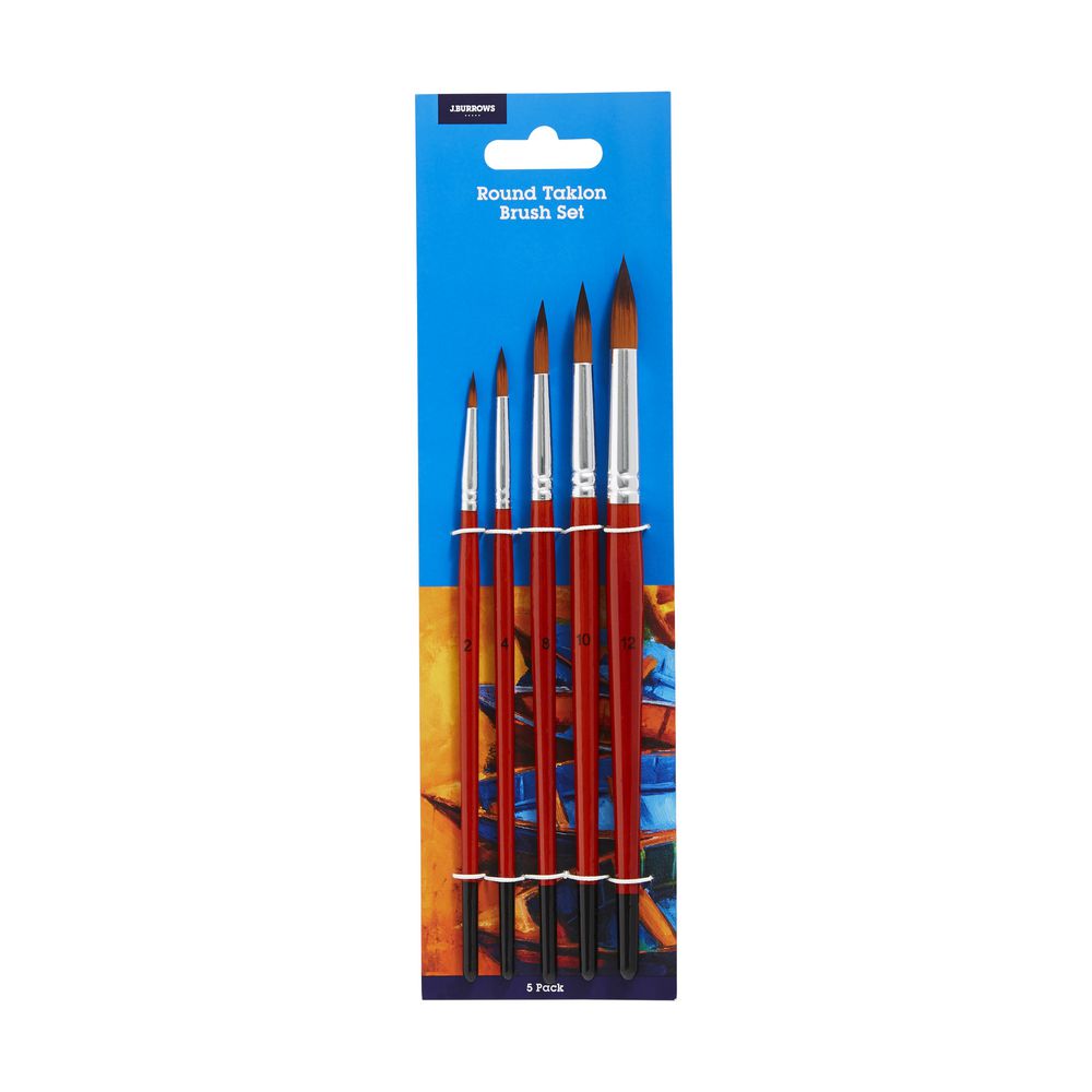 J.Burrows Round Taklon Paintbrush Set 5 Pack