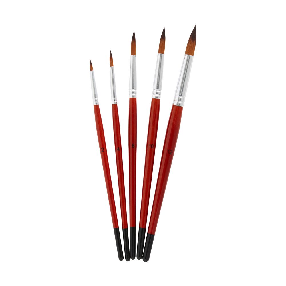 J.Burrows Round Taklon Paintbrush Set 5 Pack