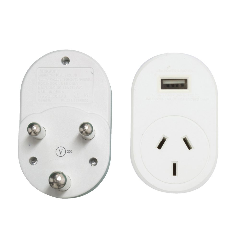 Jackson Outbound India & Sri Lanka Travel Adaptor with USB