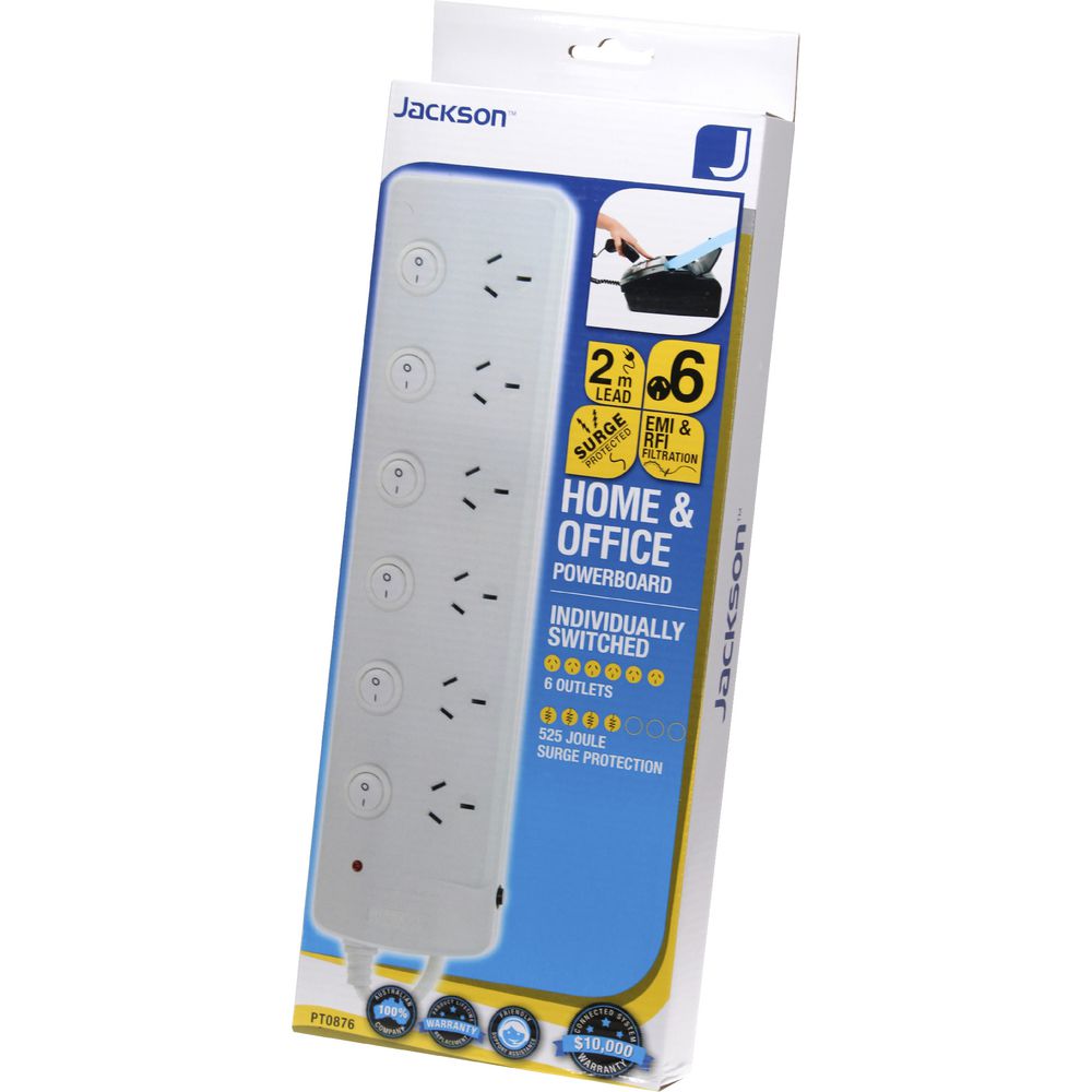 Jackson Surge Protected 6 Outlet Switched Powerboard