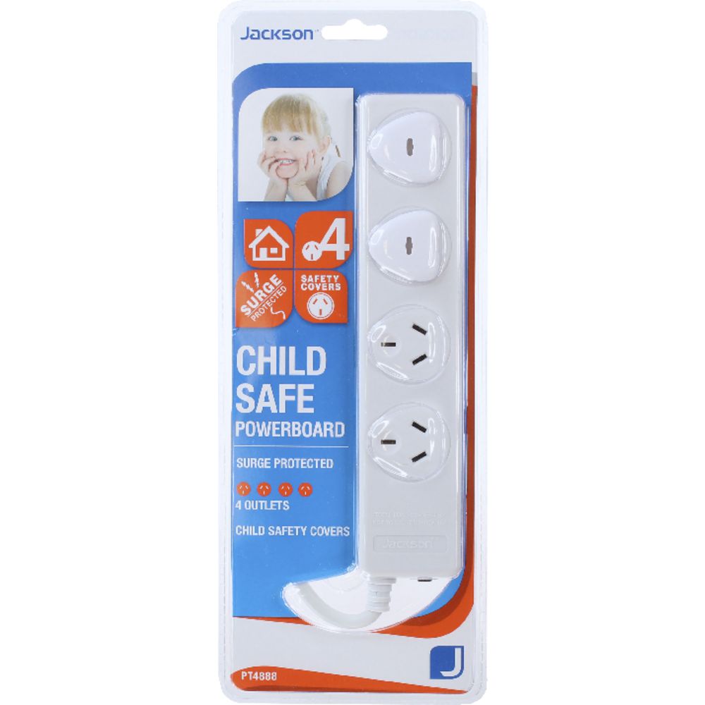 Jackson Surge Protected 4 Outlet Powerboard White